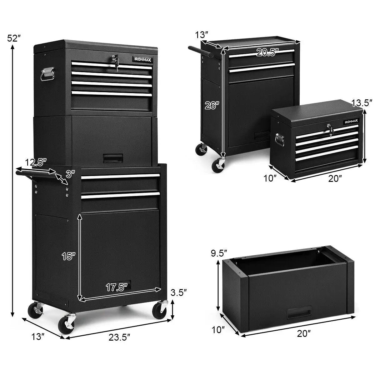 6-Drawer Tool Chest with Heightening Cabinet by DirectDeals