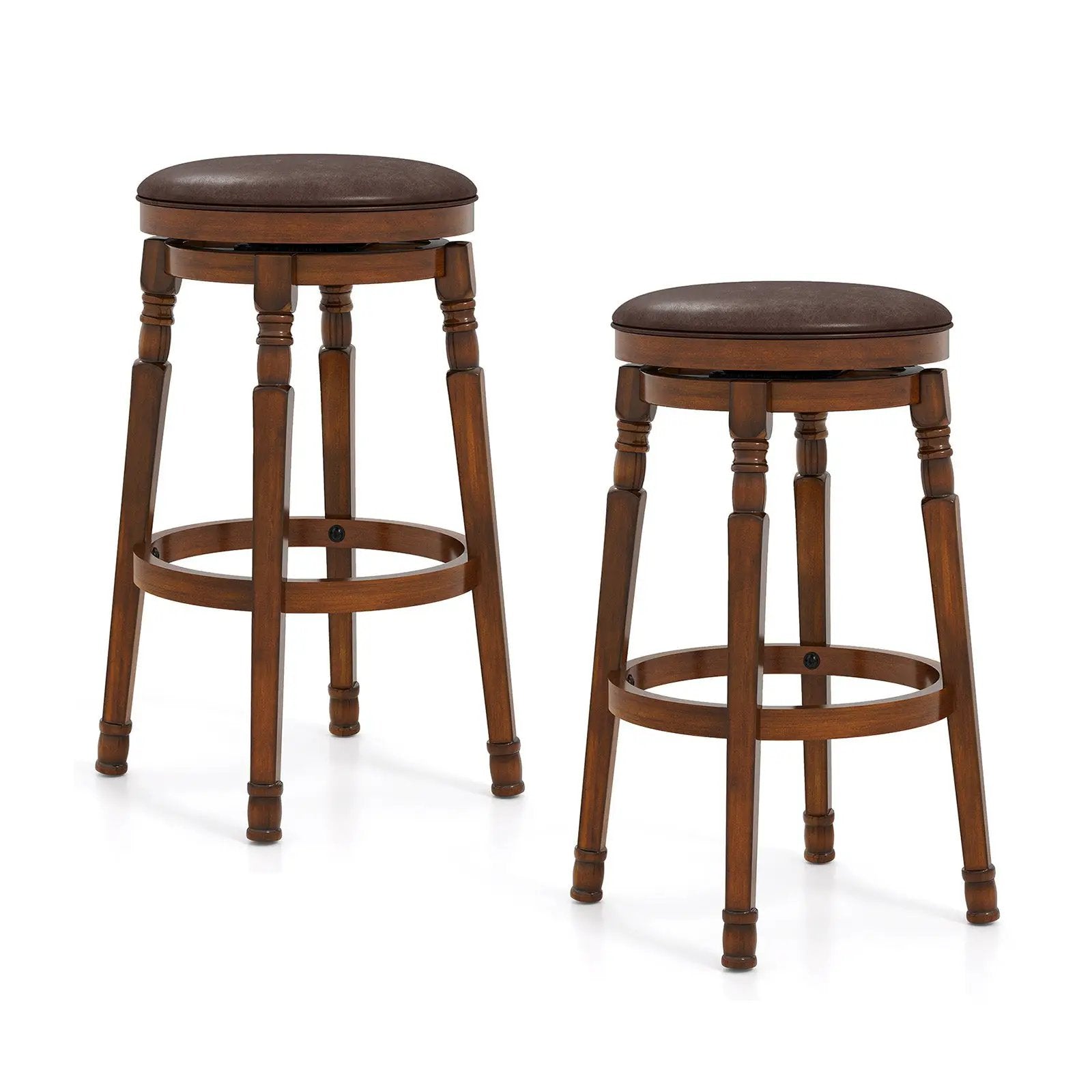 Set of 2 29-Inch Swivel Leather Padded Dining Bar Stools by DirectDeals