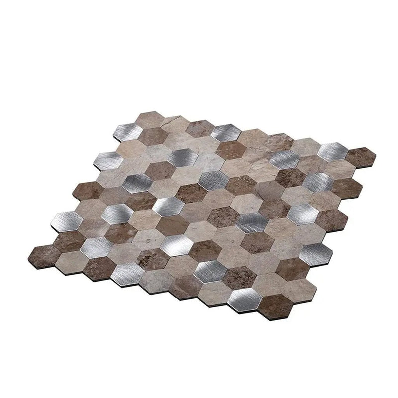 Beige 11x11 Honed Hexagon PVC Peel & Stick Tile (10 pack, 8.79 sq ft/case) by Apollo Tile