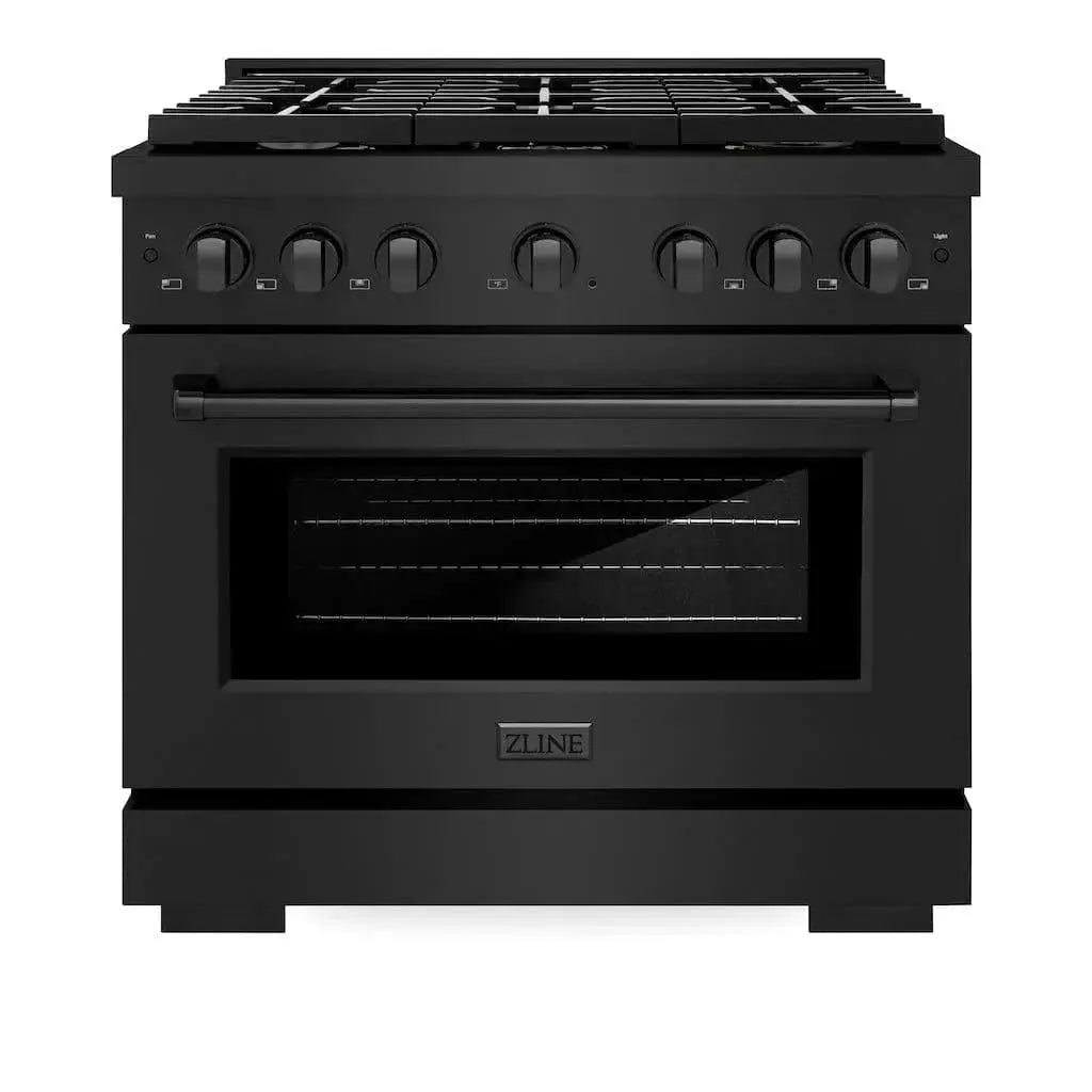 ZLINE 36 in.Gas Range, Convection Gas Oven, Brass Burner, Black Stainless Steel, SGRB-BR-36 by Farmhouse Kitchen and Bath
