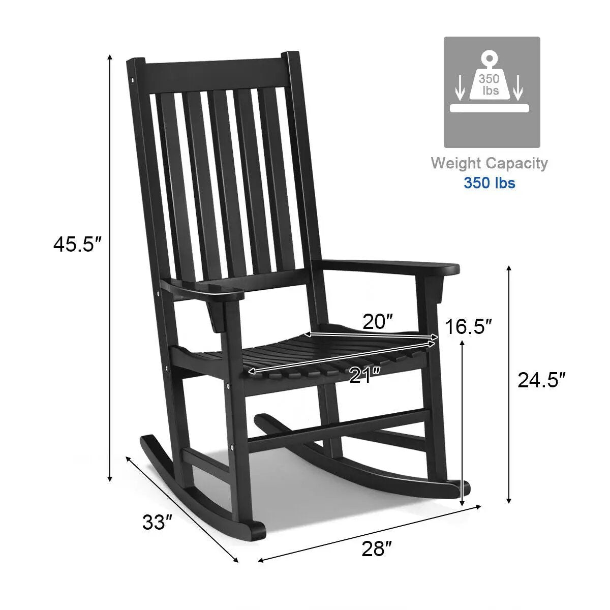 Indoor Outdoor Wooden High Back Rocking Chair by DirectDeals