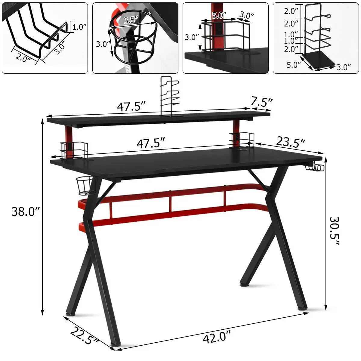 Gaming Computer Multifunctional Storage Desk by DirectDeals