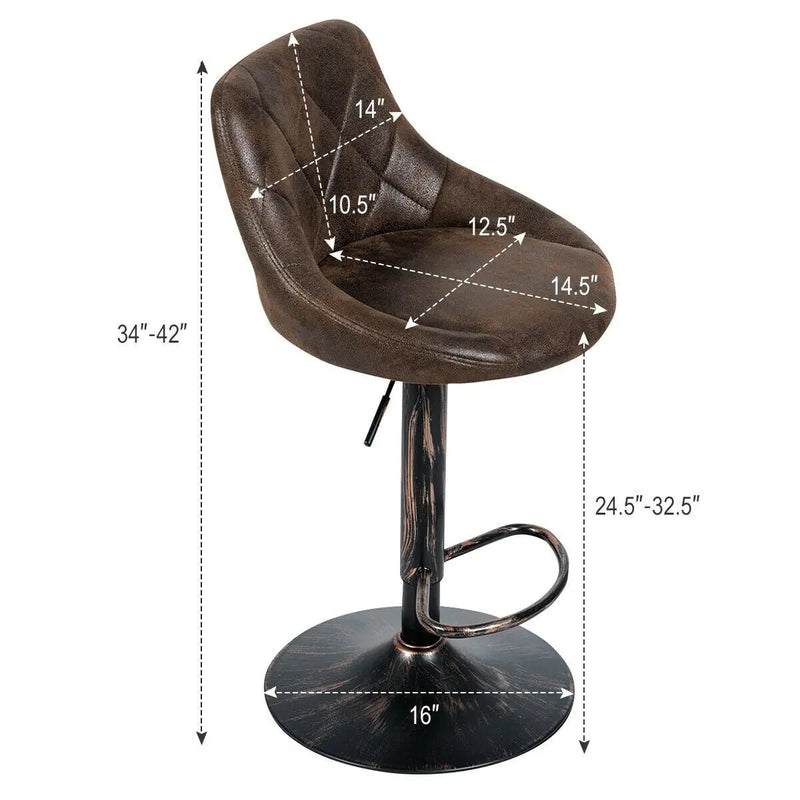 Set of 2 Adjustable Bar Stools with Backrest and Footrest by DirectDeals