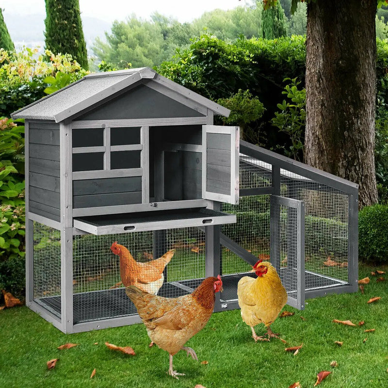 Wooden 56.5 Inch Length Rabbit Hutch with Pull out Tray and Ramp by DirectDeals