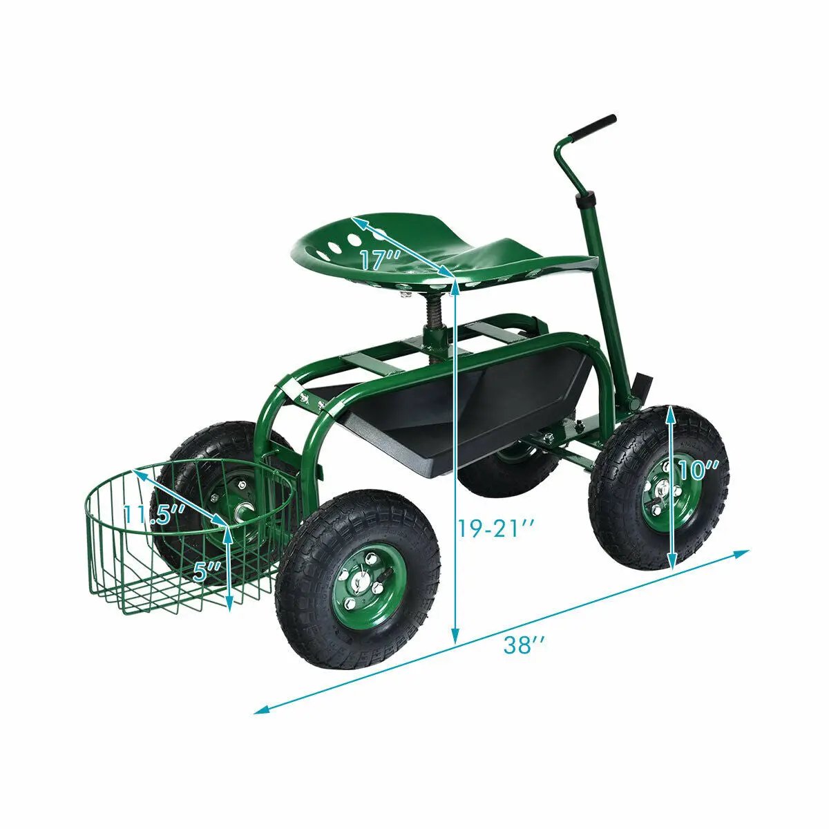 Extendable Handle Garden Cart Rolling Wagon Scooter, photo 5 of 10