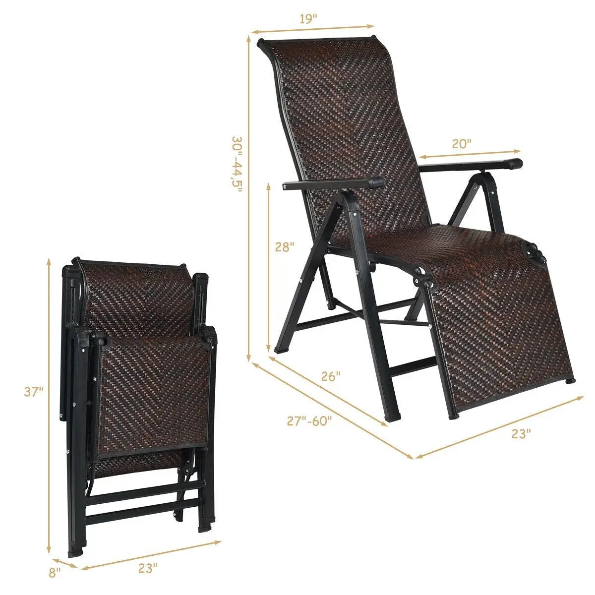 Patio Back Adjustable Rattan Folding Lounge Recliner by DirectDeals