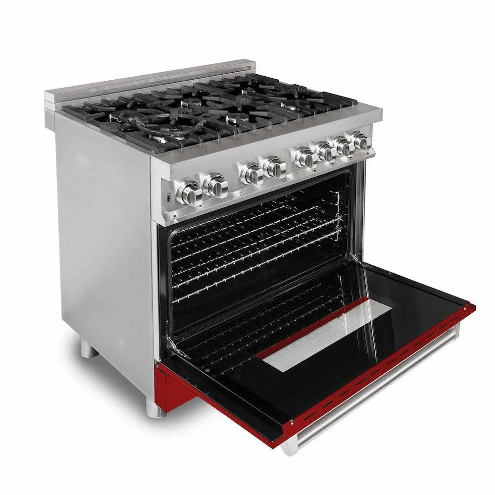 ZLINE 36" Bundle Range RA-RG-36 & Wall Range Hood KB-36, 2KP-RARGRH36 by Farmhouse Kitchen and Bath