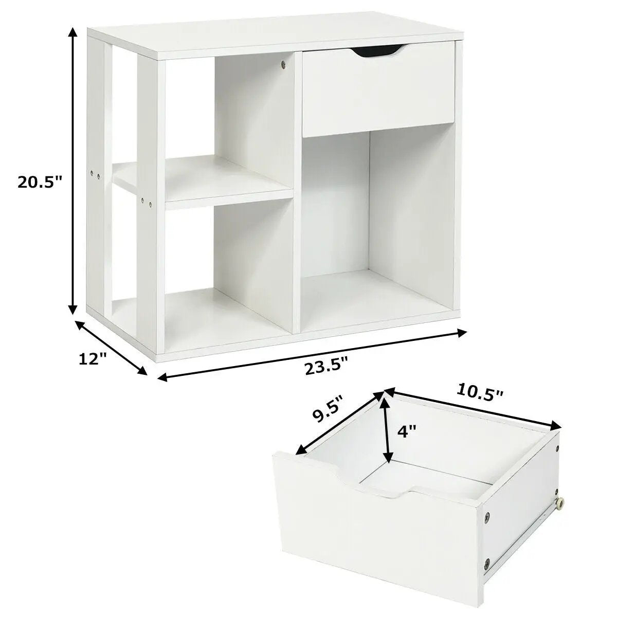 3-Cube Bookcase 2-tier Wooden Storage Shelf with Pull-out Drawer-Brown, photo 5 of 11