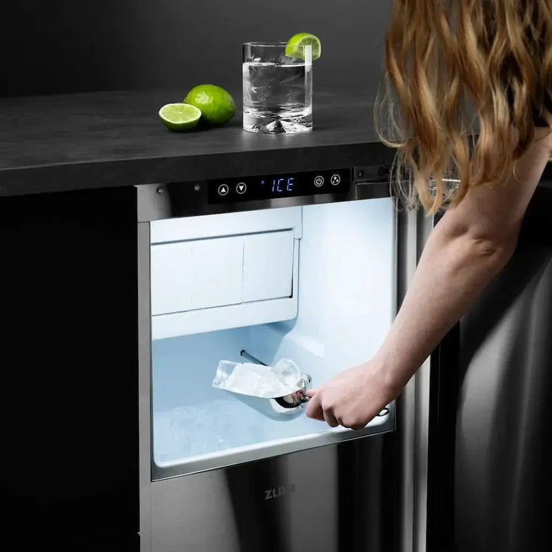 ZLINE 15" Touchstone Gourmet Ice Maker Drain Pump Panel Ready Door Matte Black IGMDPZ-15-MB by Farmhouse Kitchen and Bath