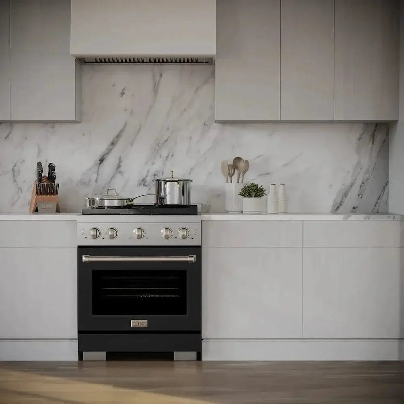 ZLINE 30"Paramount Dual Fuel Range Stainless Steel, Black Matte, SDR-BLM-30 by Farmhouse Kitchen and Bath