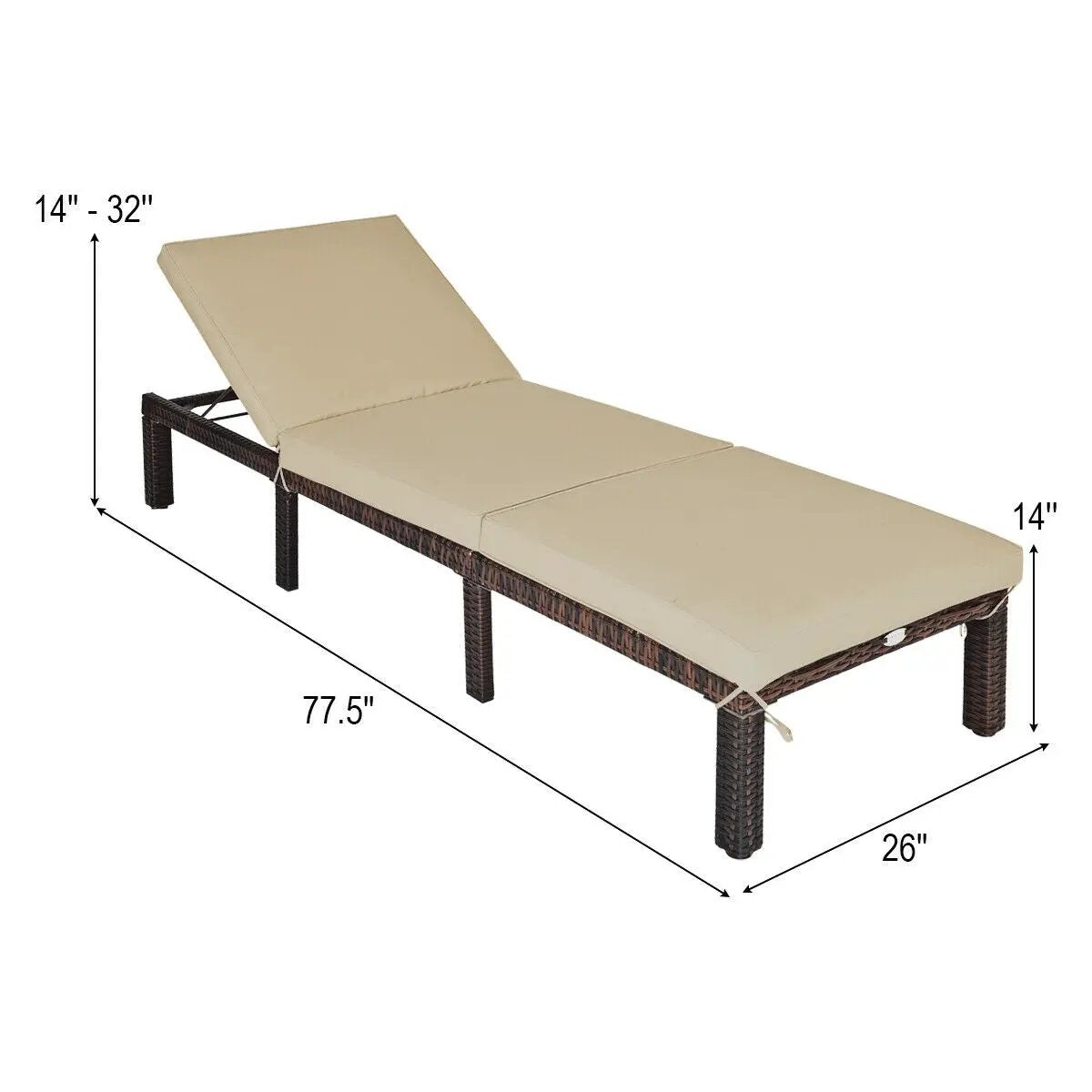 Outdoor Rattan Adjustable Cushioned Chaise by DirectDeals