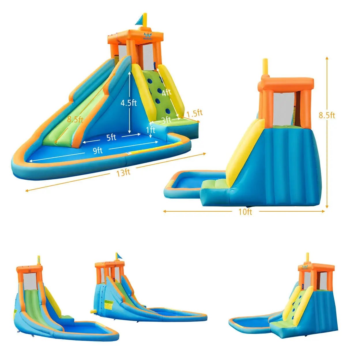 Inflatable Water Slide Kids Bounce House with 740W Blower by DirectDeals