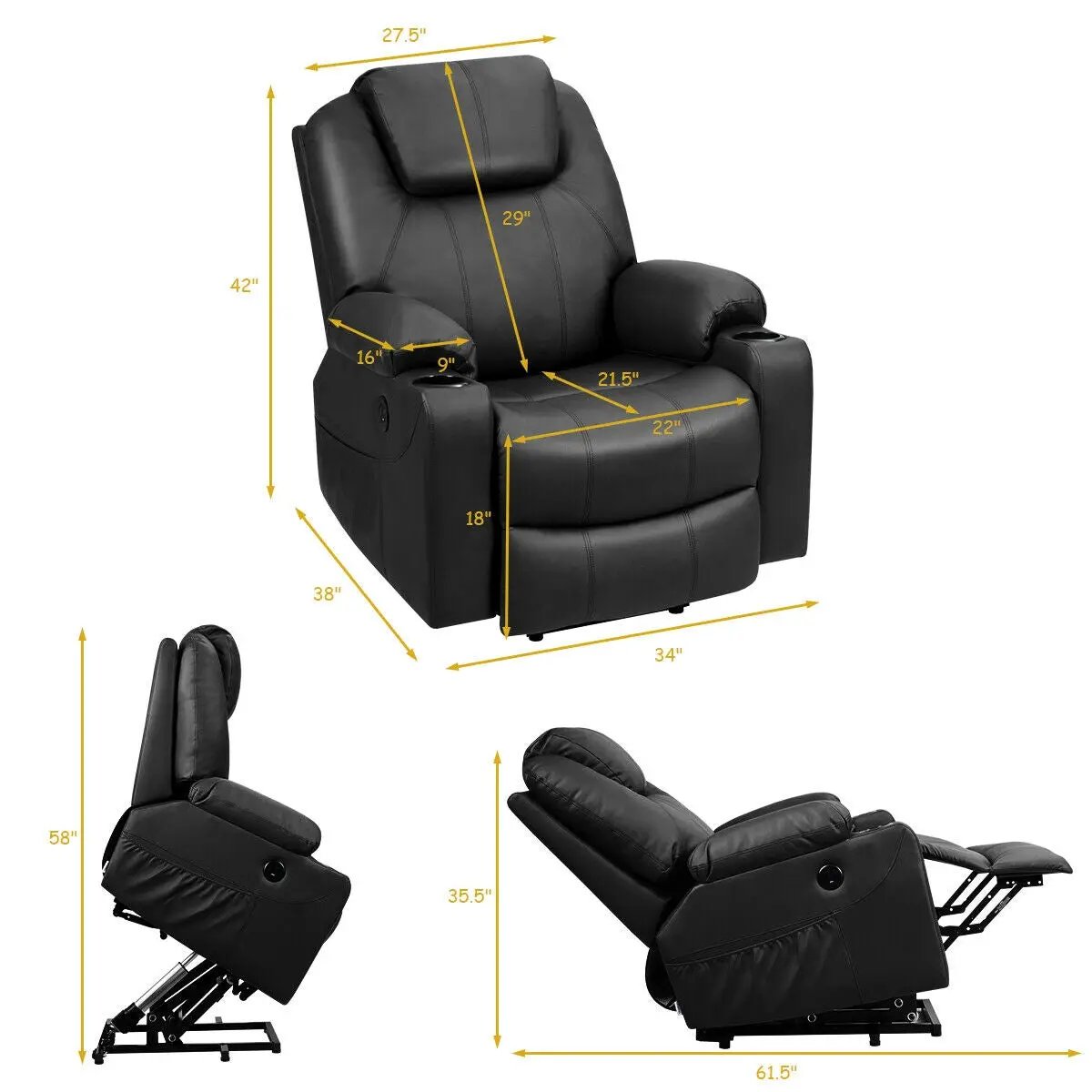 Electric Power Lift Leather Massage Sofa, photo 9 of 16