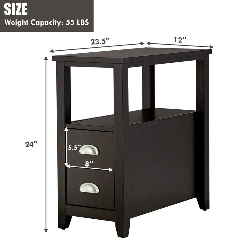 End Table Wooden with 2 Drawers and Shelf Bedside Table by DirectDeals