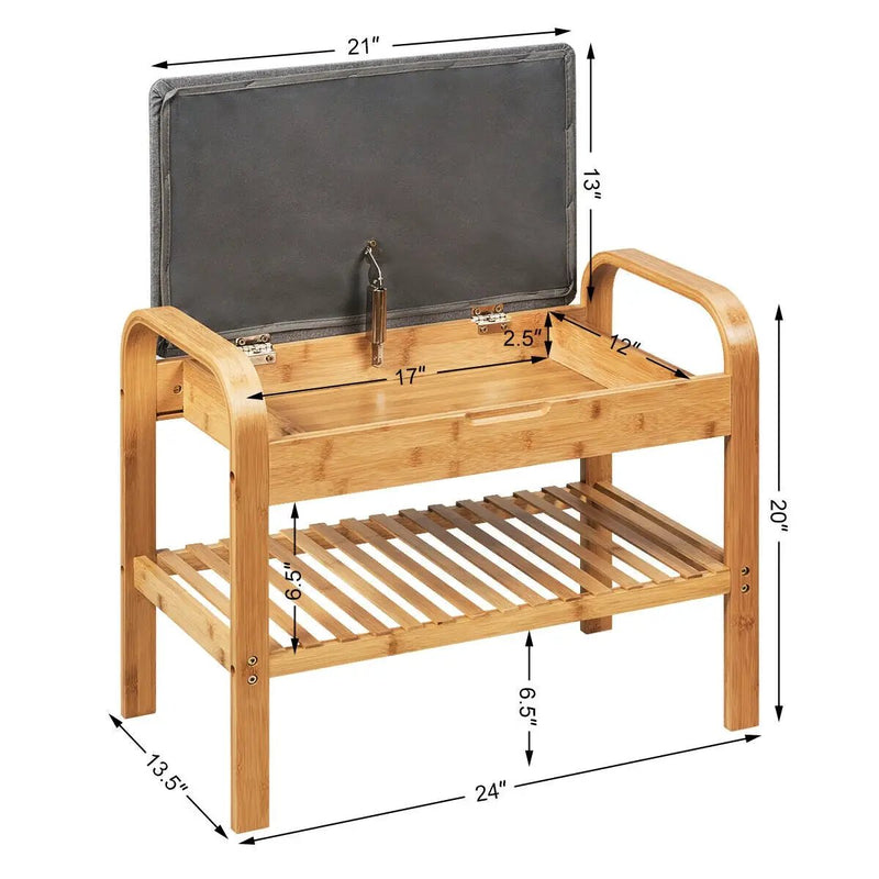 Shoe Rack Bench Bamboo with Storage Shelf-Natural by DirectDeals