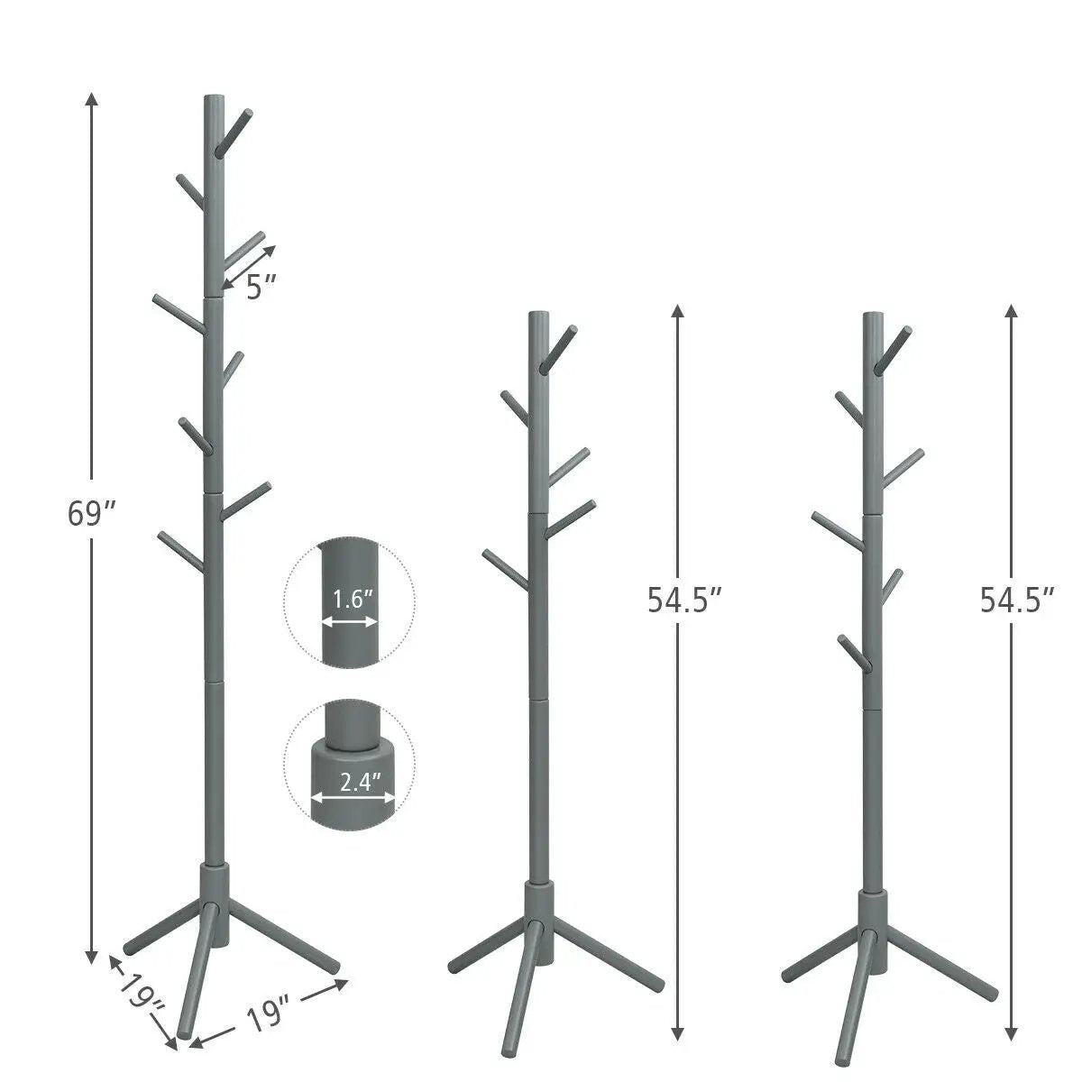 2 Heights Wooden Coat Rack with 8 Hooks, photo 10 of 16
