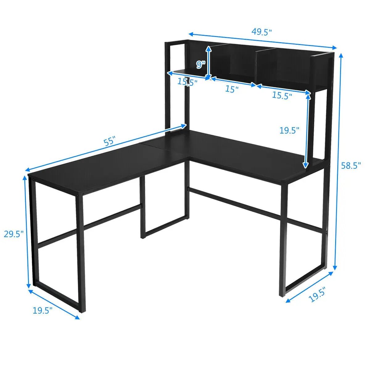 Reversible L-Shaped Corner Desk with Storage Bookshelf, photo 5 of 11