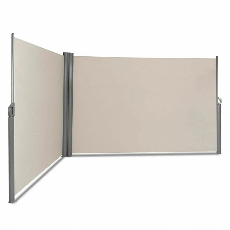 237 x 71 Inch Patio Retractable Double Folding Side Awning Screen Divider by DirectDeals