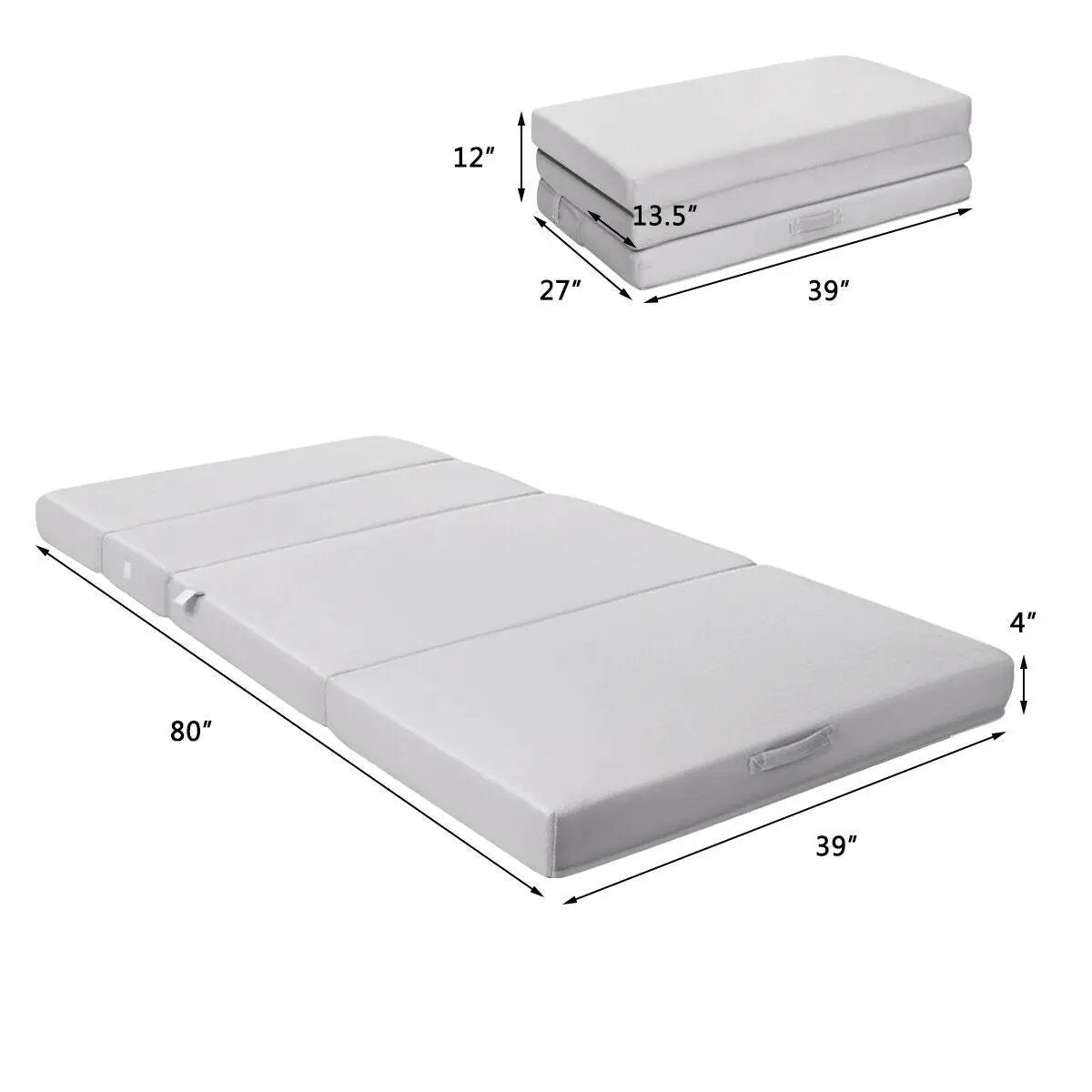 4 Inch Folding Sofa Bed Foam Mattress with Handles, photo 5 of 10