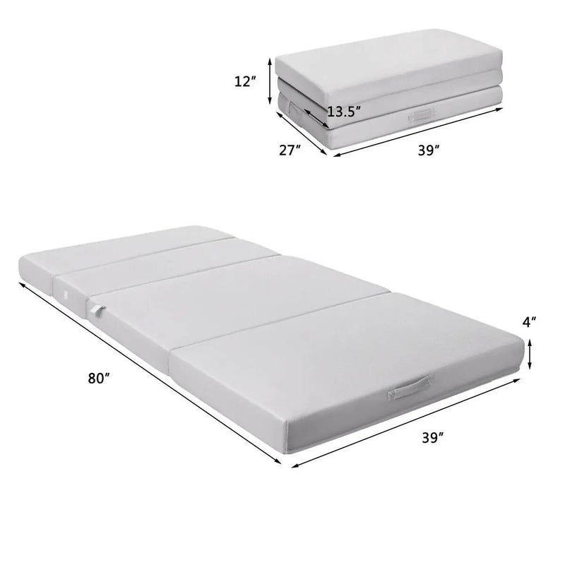 4 Inch Folding Sofa Bed Foam Mattress with Handles by DirectDeals