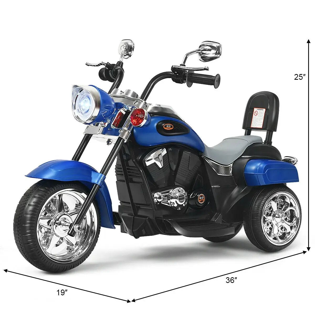 6V Powered Toddler 3-Wheel Motorbike Ride On Toy with Horn and Headlight-Black and White, photo 5 of 15
