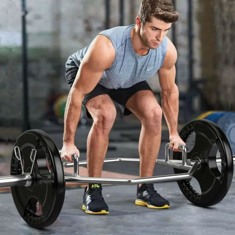 56 Inch Olympic Hexagon Deadlift Trap Bar with Folding Grips Powerlifting by DirectDeals