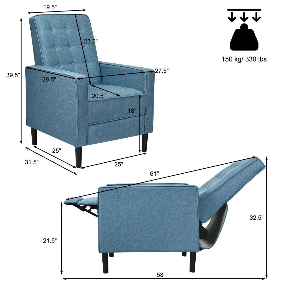 Mid-Century Push Back Recliner Chair, photo 15 of 24