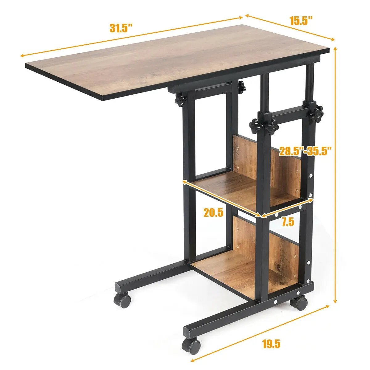 C-Shape Mobile Snack End Table with Storage Shelves by DirectDeals
