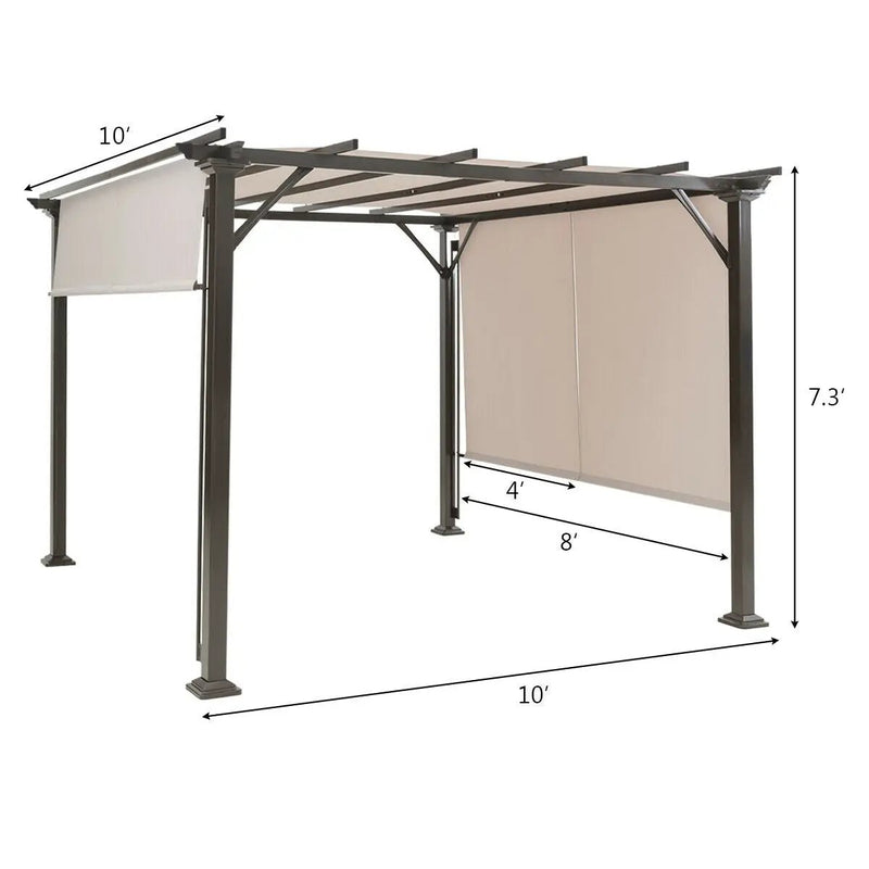 10 x 10 Feet Metal Frame Patio Furniture Shelter-Beige by DirectDeals