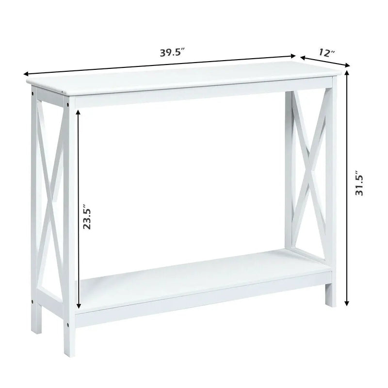 2-Tier Console X-Design Sofa Side Accent Table by DirectDeals