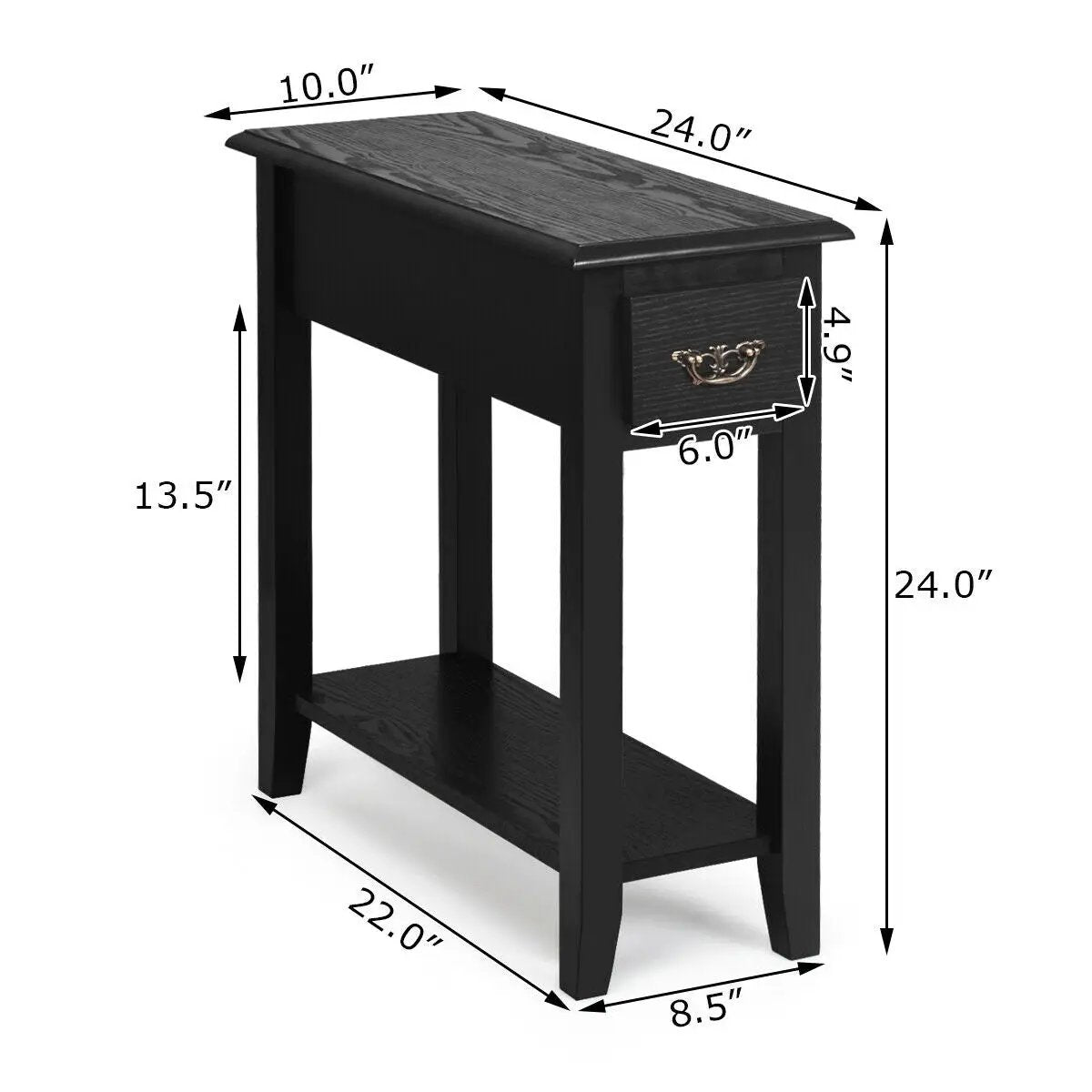 End Table Bedside Sofa End Table Narrow Nightstand with Wooden Legs, photo 5 of 11
