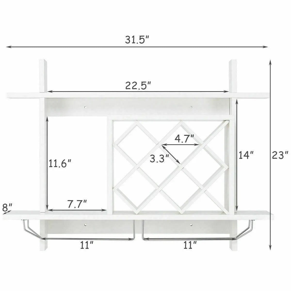 Wall Mount Wine Rack Organizer with Glass Holder Storage Shelf by DirectDeals