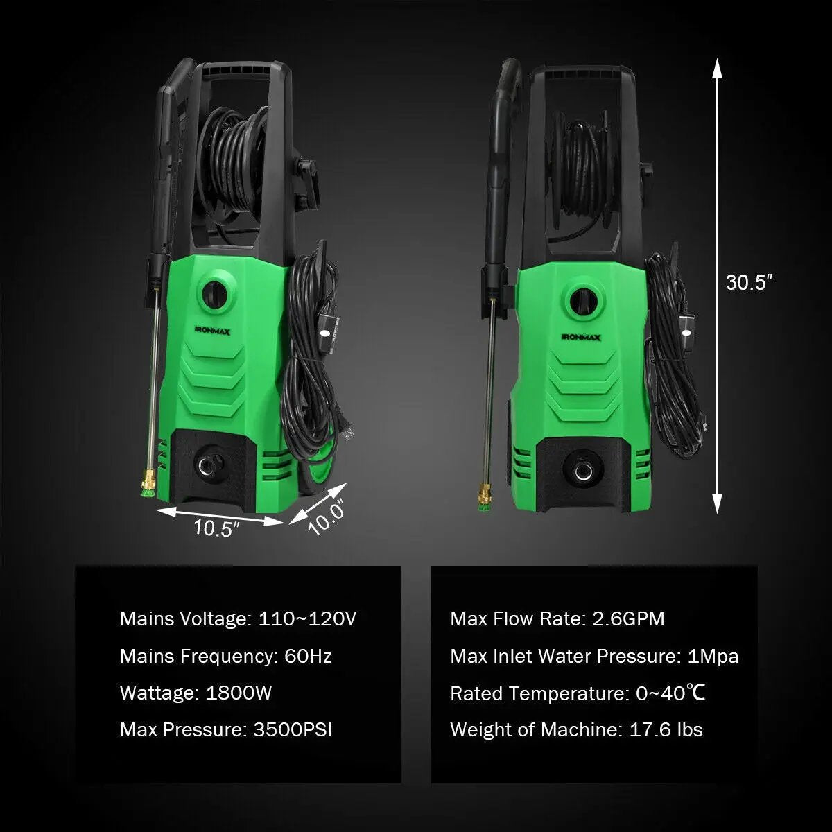 3500PSI Electric Pressure Washer with Wheels, photo 6 of 16
