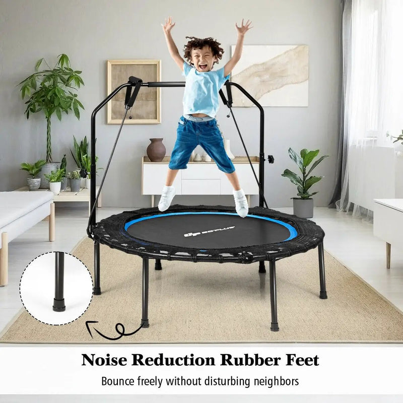 40 Inch Foldable Fitness Rebounder with Resistance Bands Adjustable Home by DirectDeals