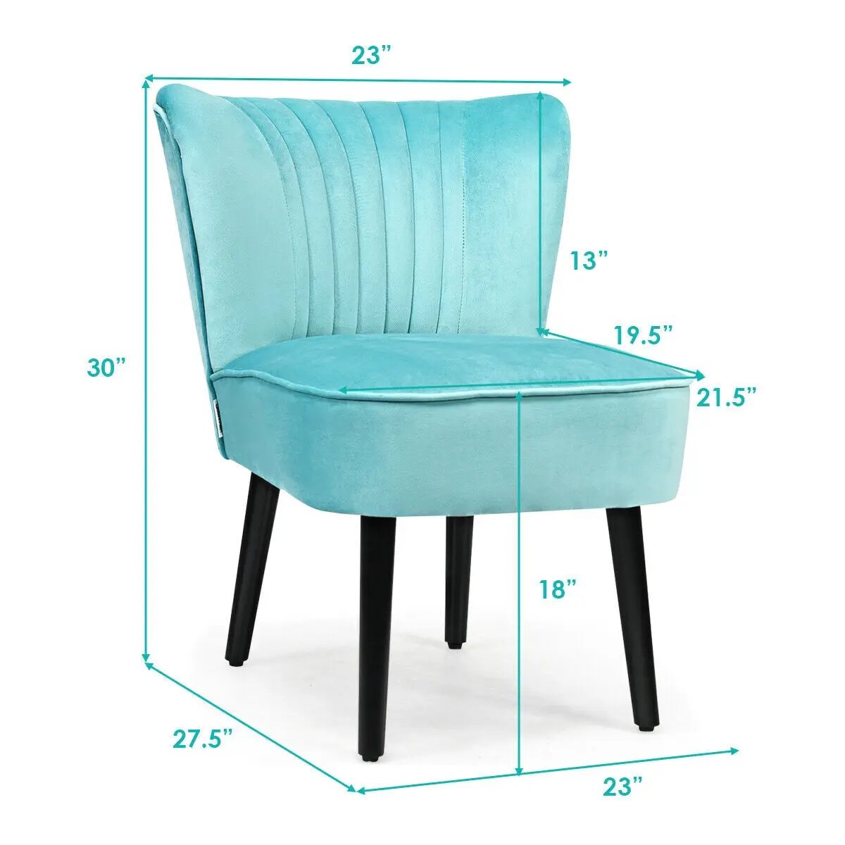 Set of 2 Upholstered Modern Leisure Club Chairs with Solid Wood Legs, photo 23 of 24