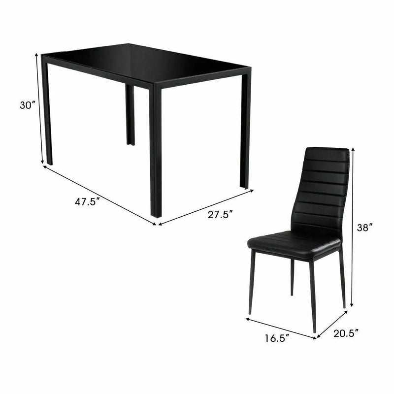 5 Pieces Metal Frame and Glass Tabletop Dining Set by DirectDeals