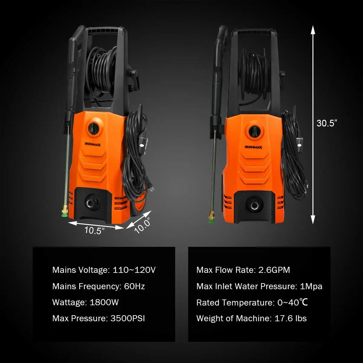 3500PSI Electric Pressure Washer with Wheels, photo 9 of 16