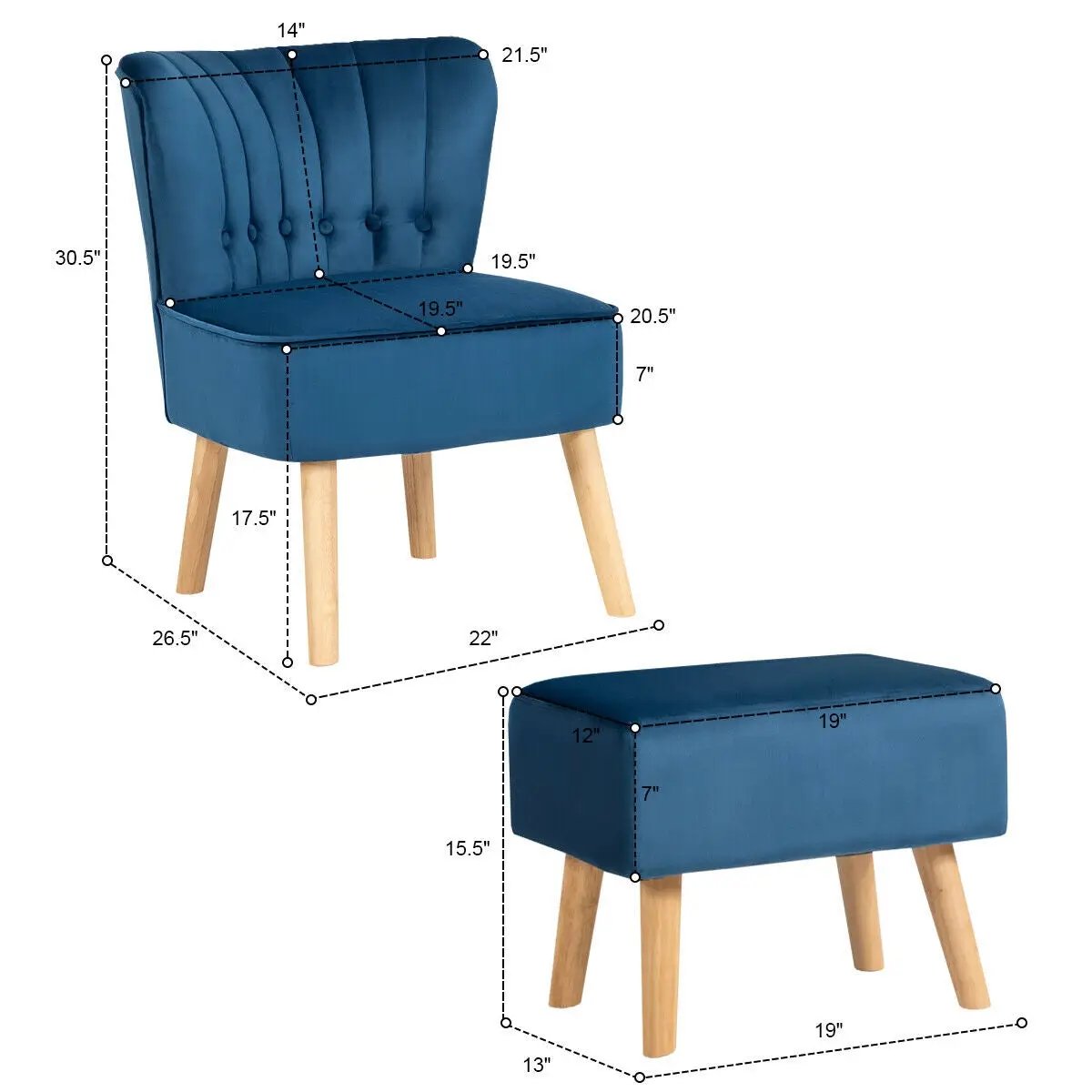 Modern Accent Chair Ottoman Set with Footstool, photo 10 of 24