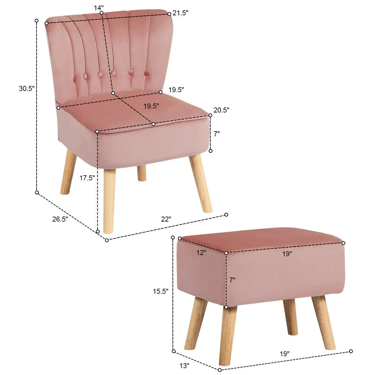 Modern Accent Chair Ottoman Set with Footstool by DirectDeals