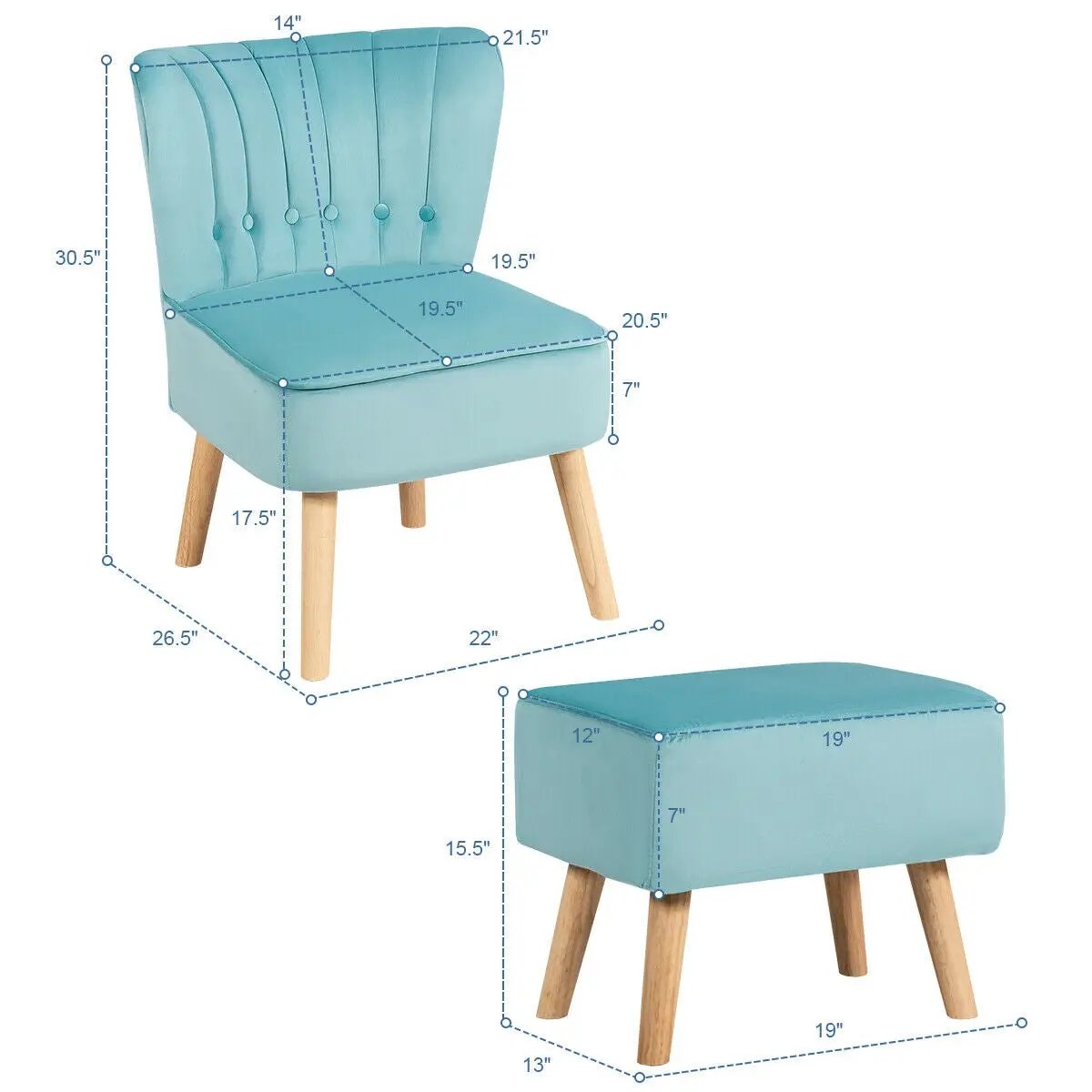 Modern Accent Chair Ottoman Set with Footstool, photo 11 of 24