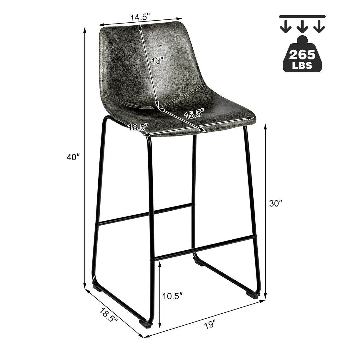 Set of 2 Bar Stool Faux Suede Upholstered Chairs by DirectDeals