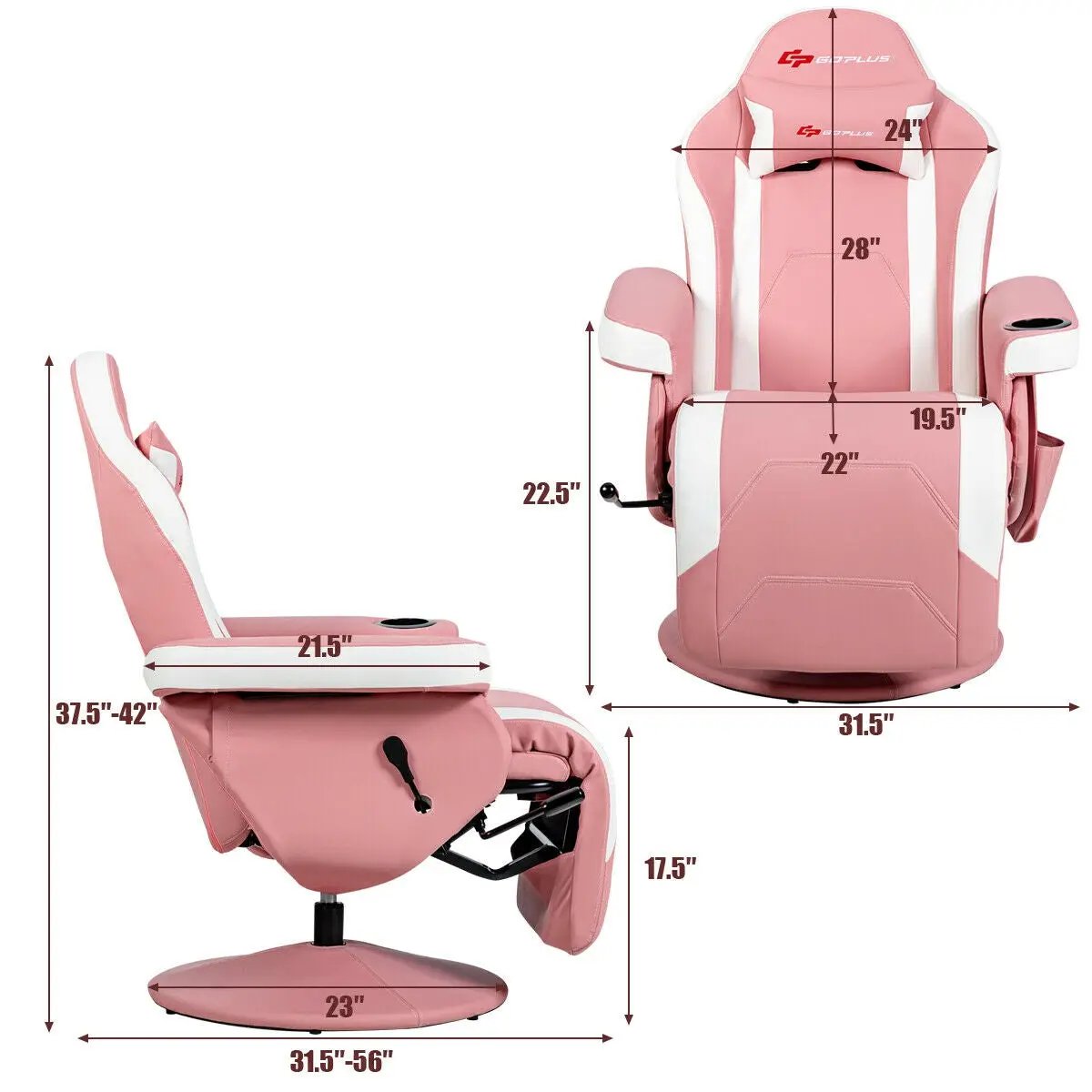 Ergonomic High Back Massage Gaming Chair with Pillow, photo 5 of 12