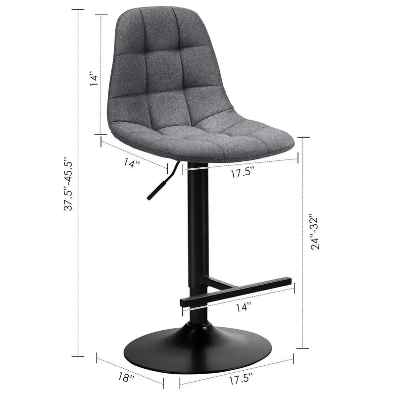 2 Pieces Adjustable Bar Stools Swivel Counter Height Linen Chairs-Brown by DirectDeals