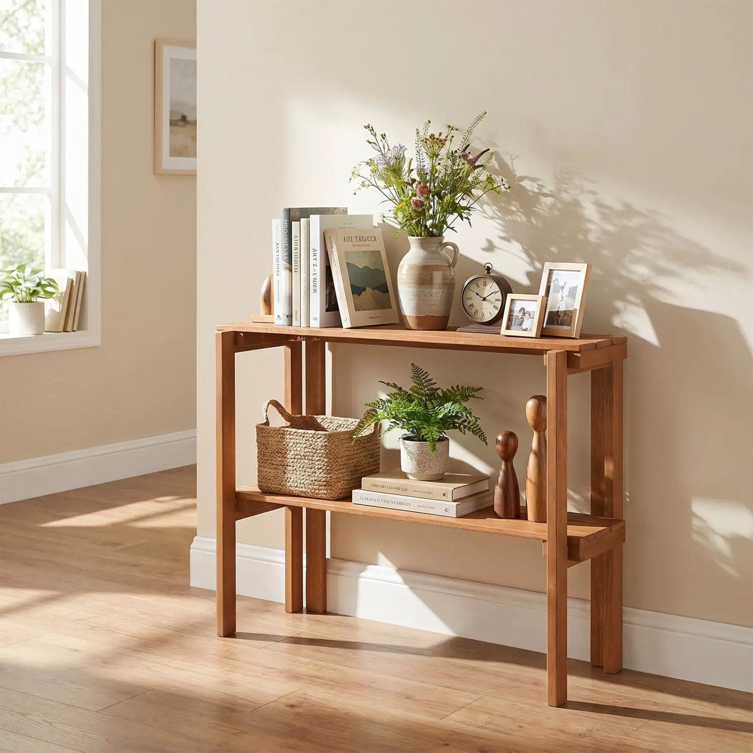 3-Tier Folding Wooden Storage Shelf for Entryway & Garden by DirectDeals