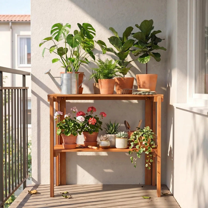 3-Tier Folding Wooden Storage Shelf for Entryway & Garden by DirectDeals