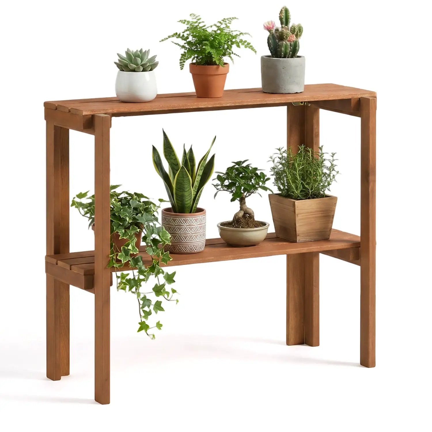 3-Tier Folding Wooden Storage Shelf for Entryway & Garden by DirectDeals