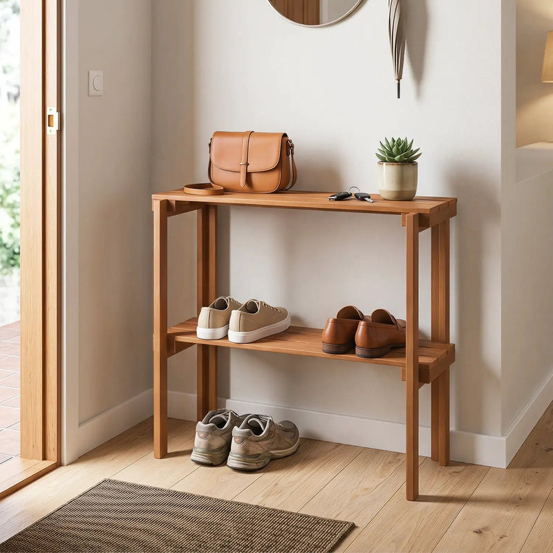 3-Tier Folding Wooden Storage Shelf for Entryway & Garden by DirectDeals