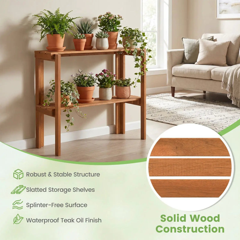 3-Tier Folding Wooden Storage Shelf for Entryway & Garden by DirectDeals