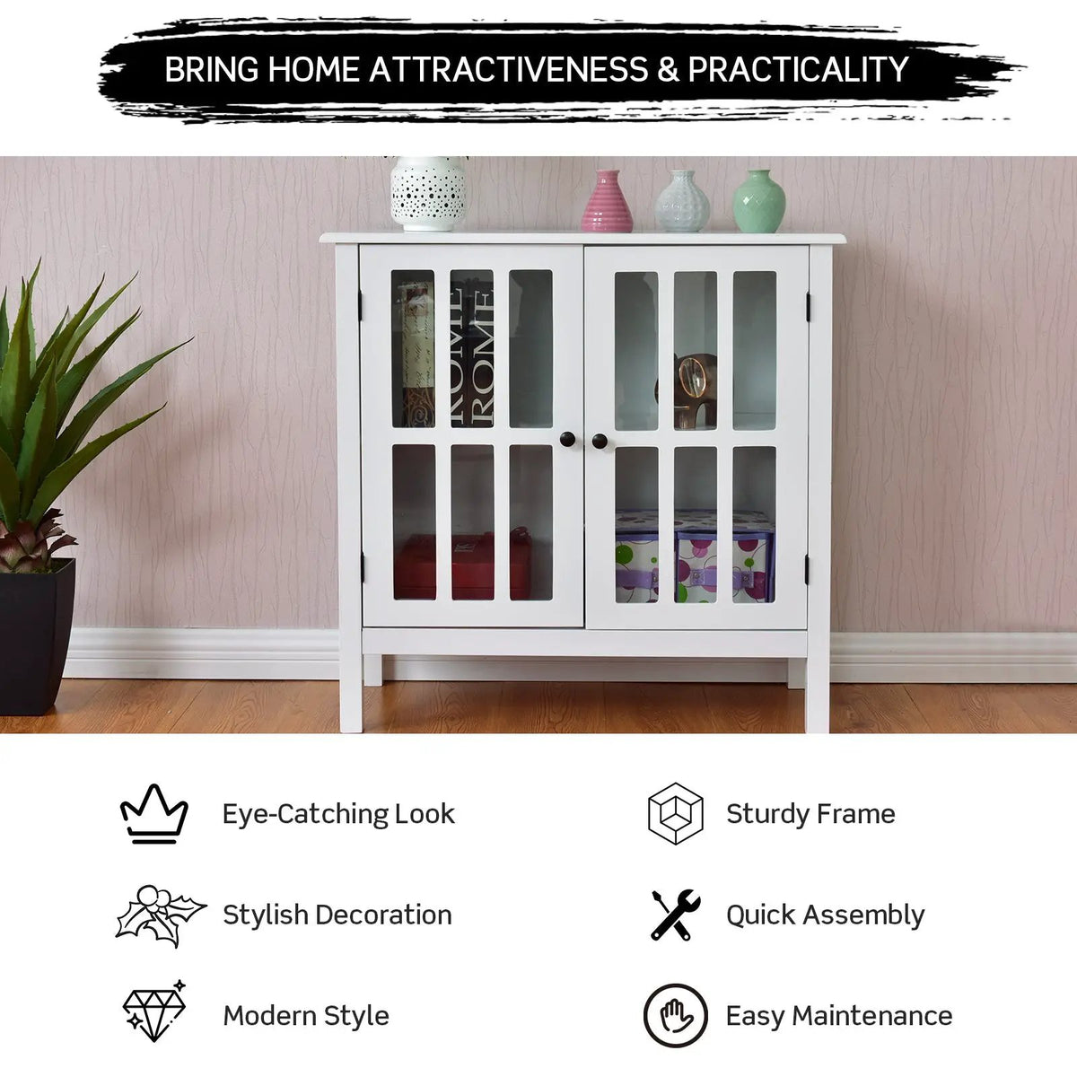 Glass Door Sideboard Console Storage Buffet Cabinet, photo 24 of 32