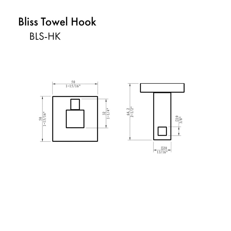 ZLINE Bliss Towel Hook BLS-HK-CB by Farmhouse Kitchen and Bath